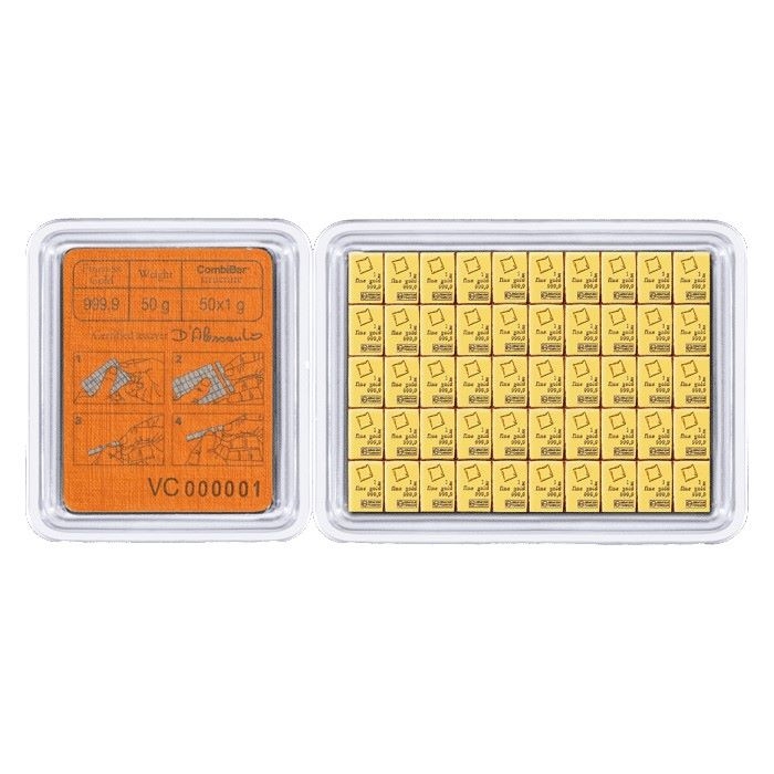 Valcambi CombiBar 50x1g zlatý slitek Valcambi CombiBar 50x1g zlatý slitek